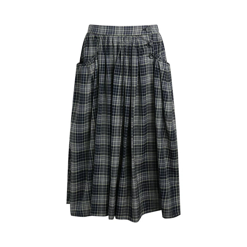 Retro Plaid Umbrella Skirt