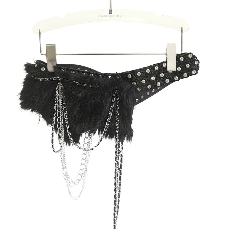 Spicy Black Rhinestone Waist Chain