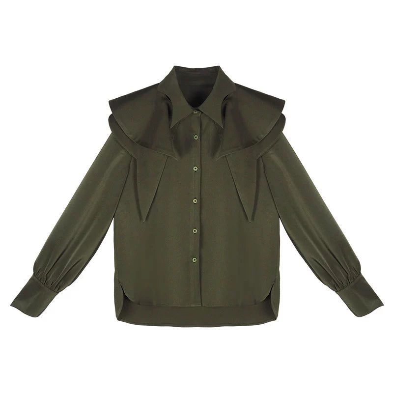 프랑스 레트로 탈부착 가능한 망토 셔츠