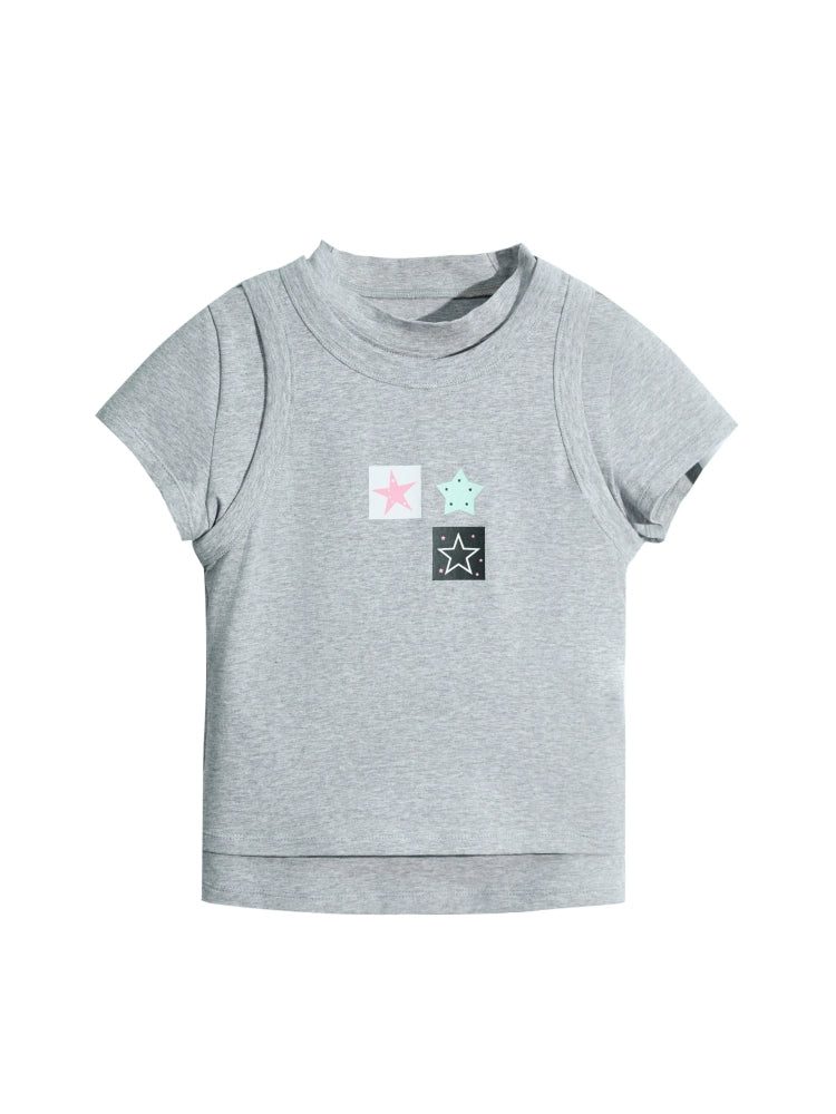 Slim Gray Square Crop Tee