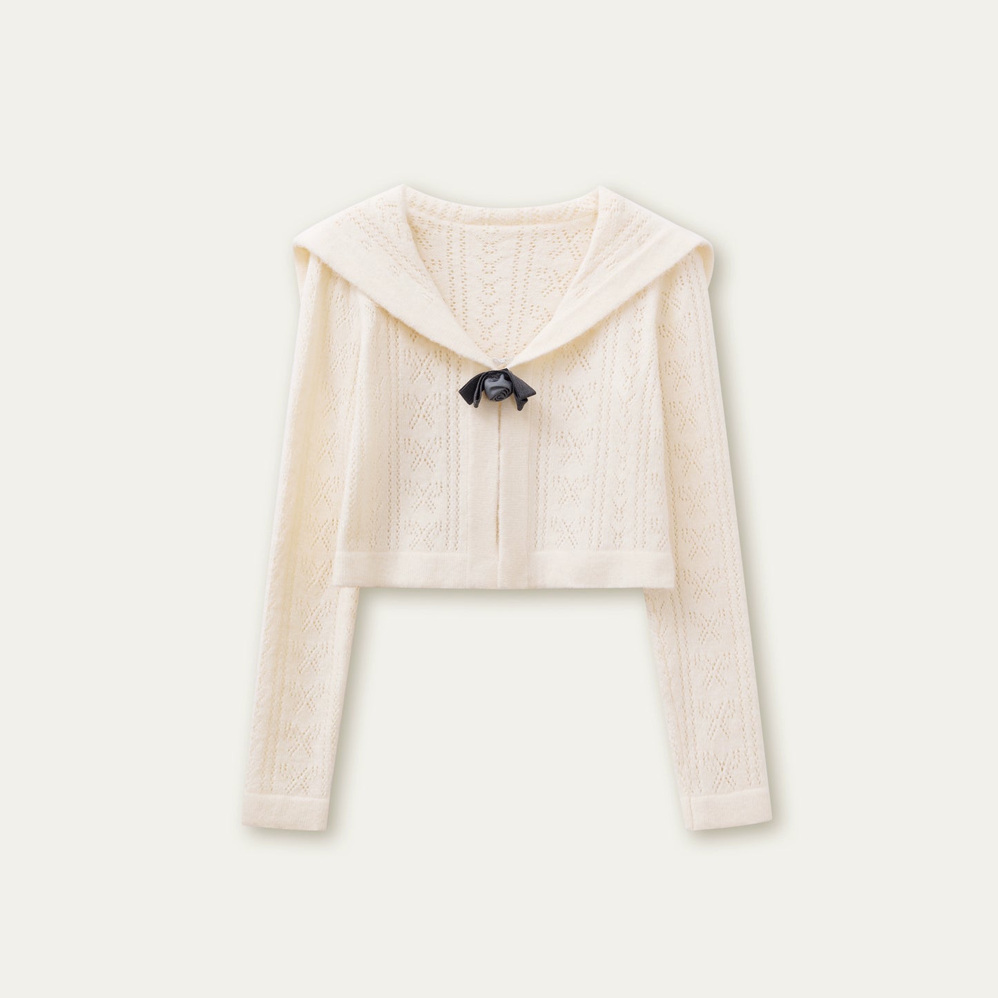 Navy Collar Knitted Cardigan