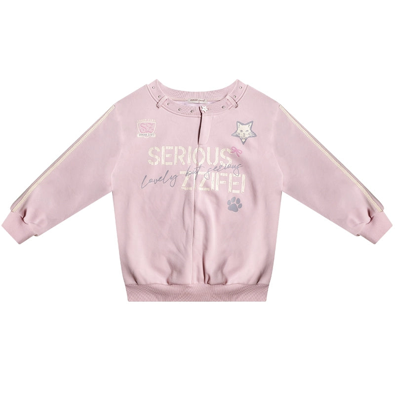 오프 숄더 레터 프린트 스웨트셔츠