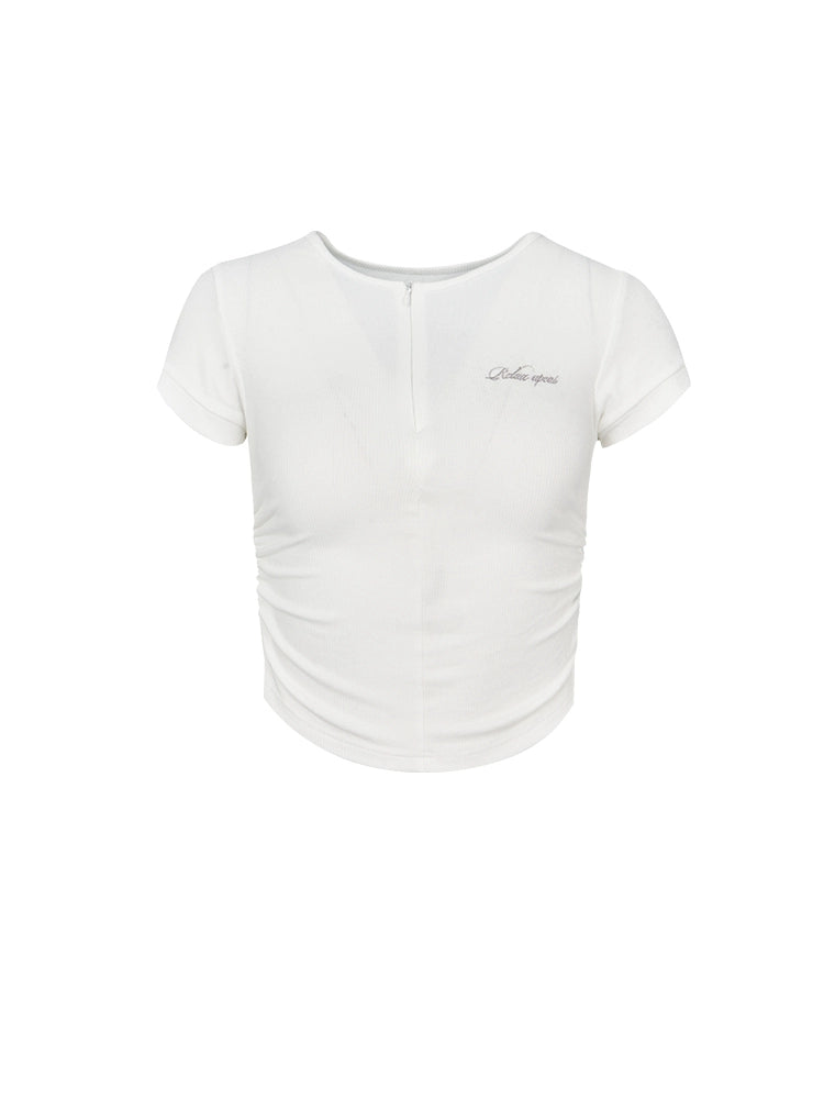 Zippered Cinch-Waist T-Shirt