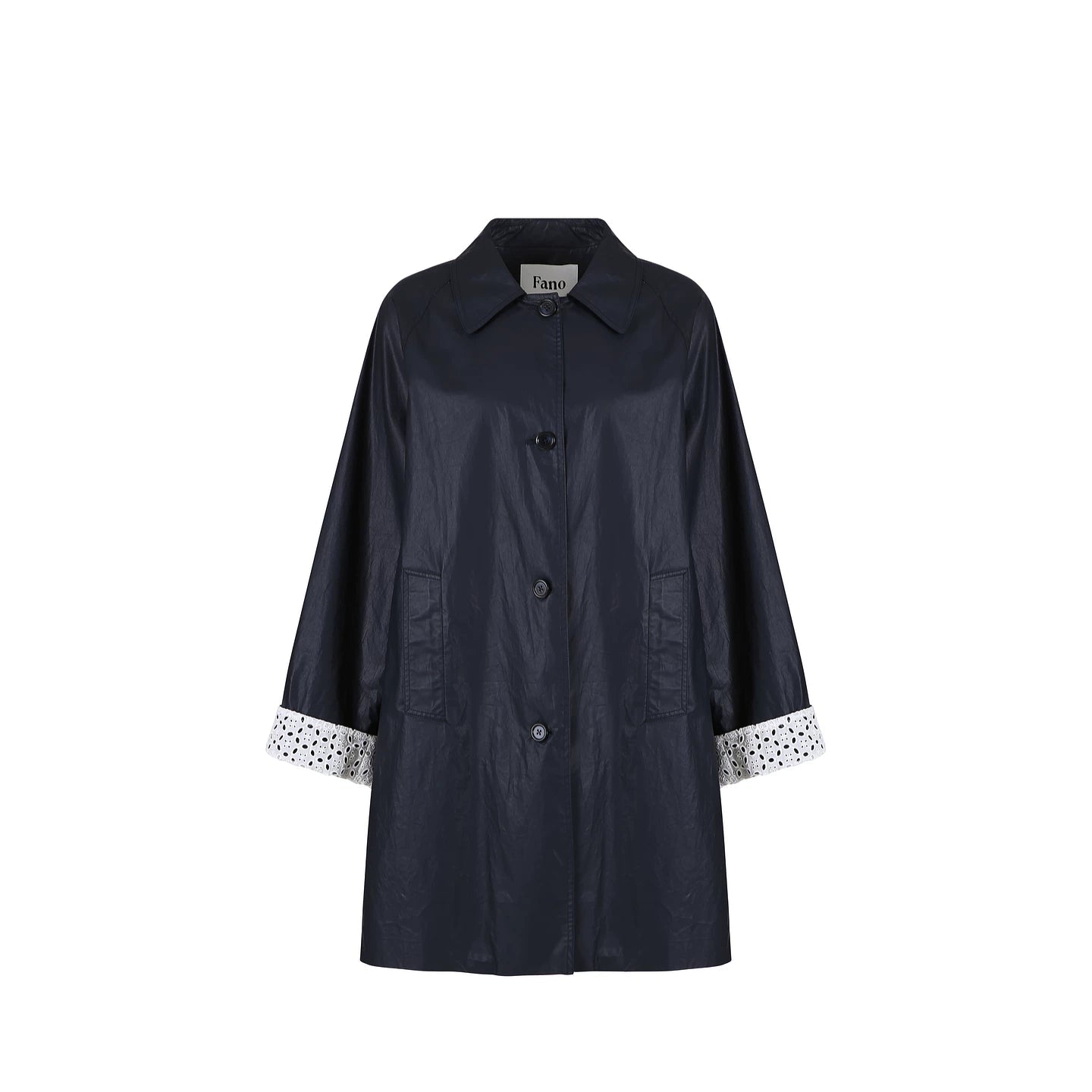 Kunstlederjacke mit Hohlem Stickmuster