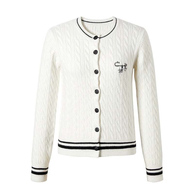 Preppy Slim Cable Knit Jacket