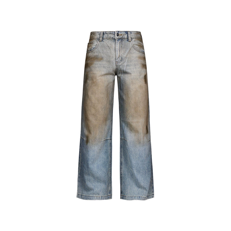 드레이프 스트레이트 슬림 진 팬츠