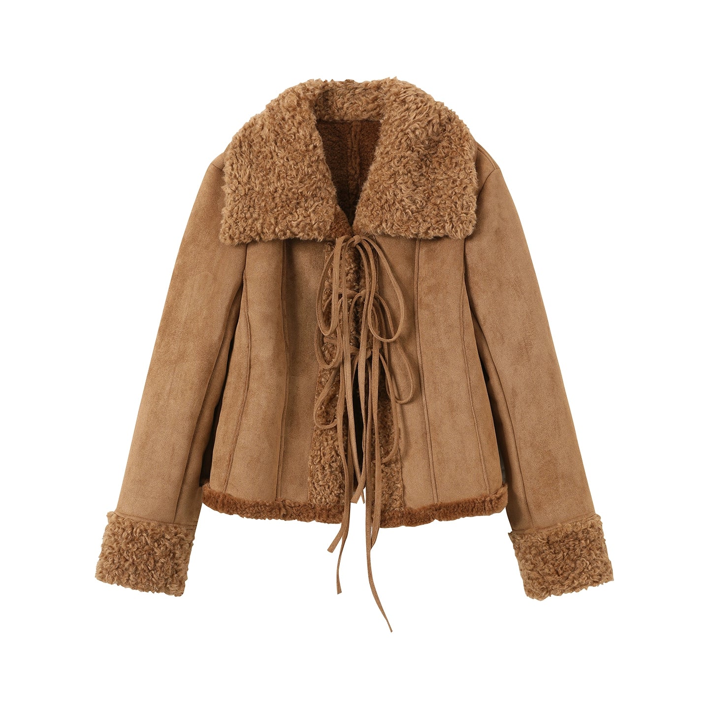 Fur-Lined Suede Winter Coat