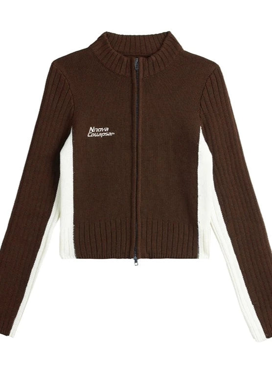 American retro slim sweater cardigan