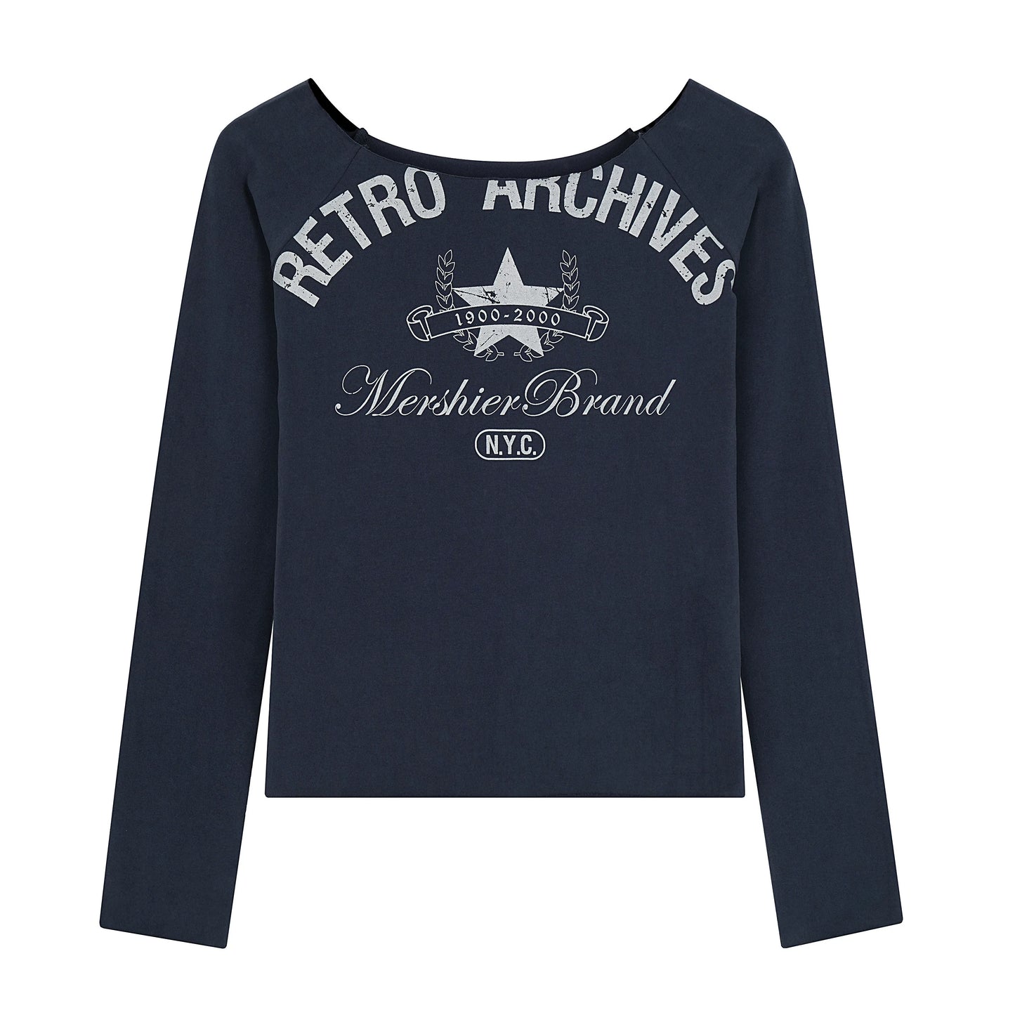 Retro Off-Shoulder Letter Top