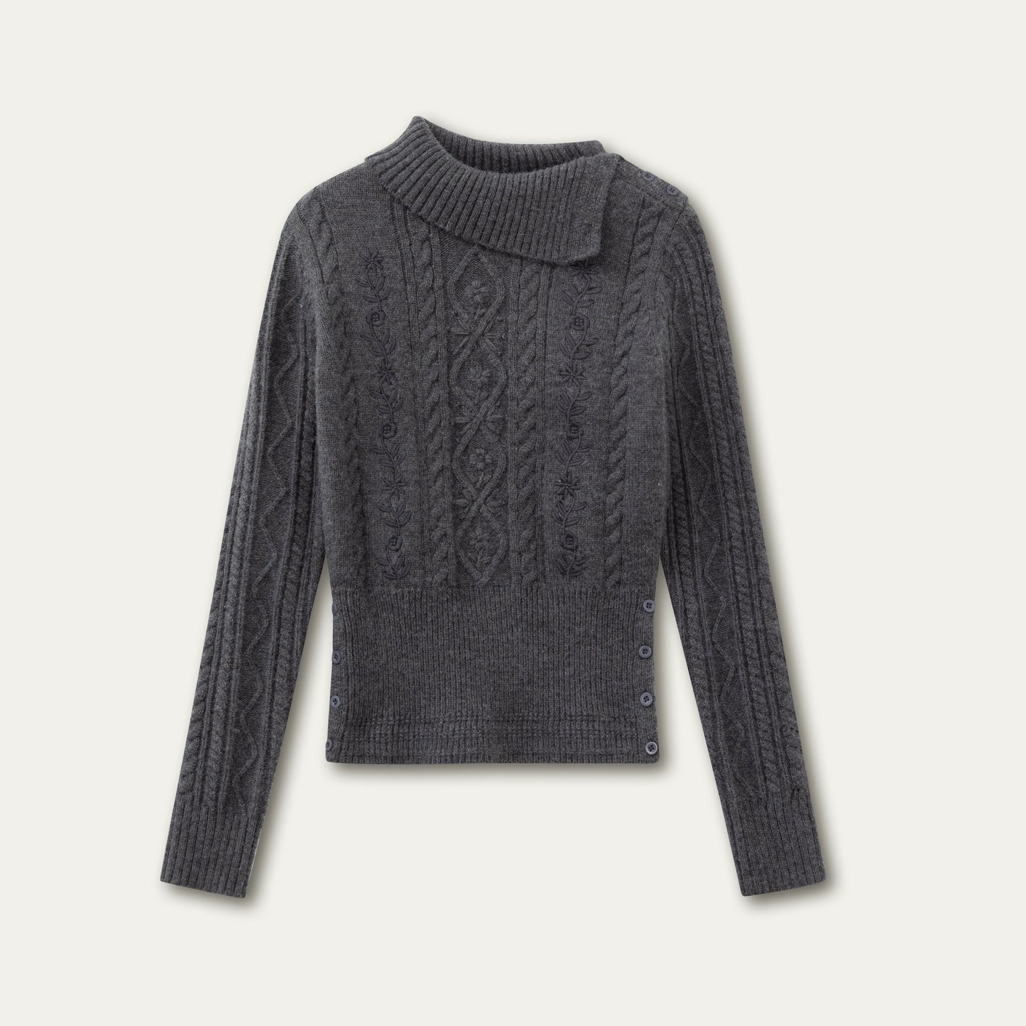 Twist Semi-Turtleneck Warm Knit Sweater