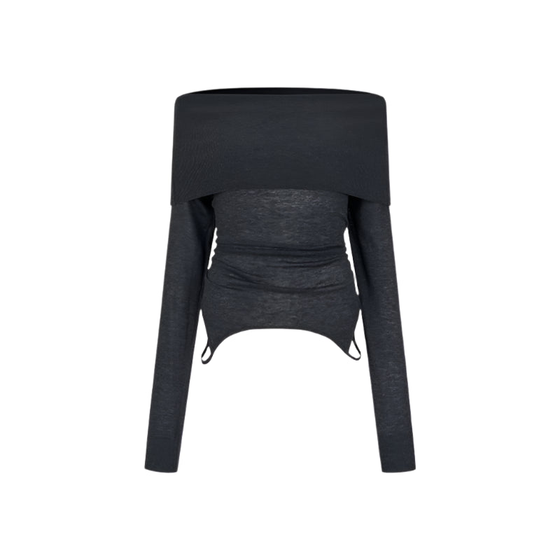 원숄더 니트 베스트 탑