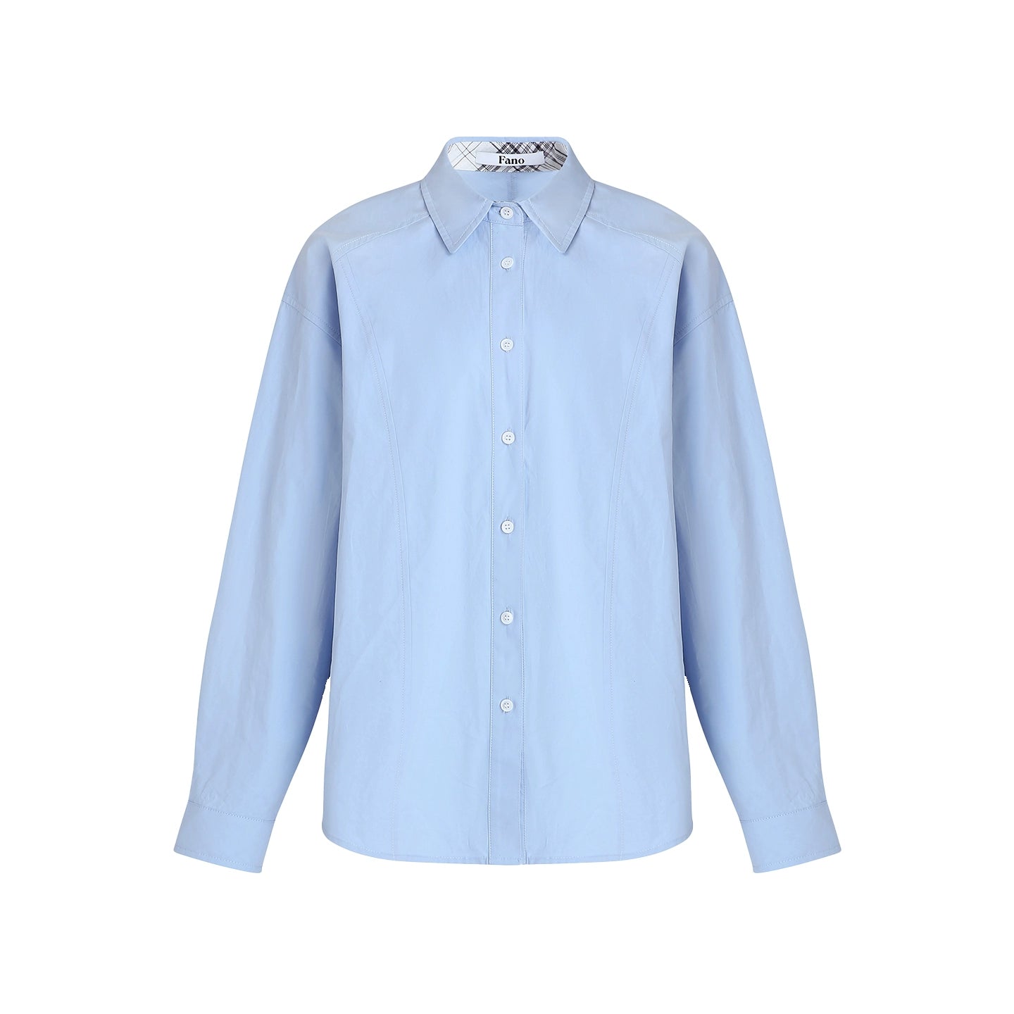 White Mist Blue Check Patchwork Top