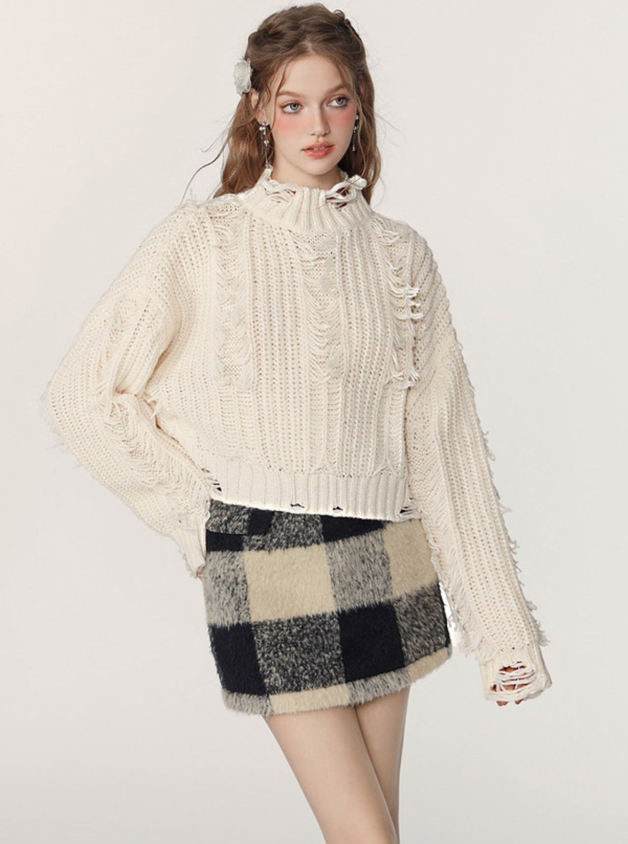 게으른 통근 풀 오버 니트 탑