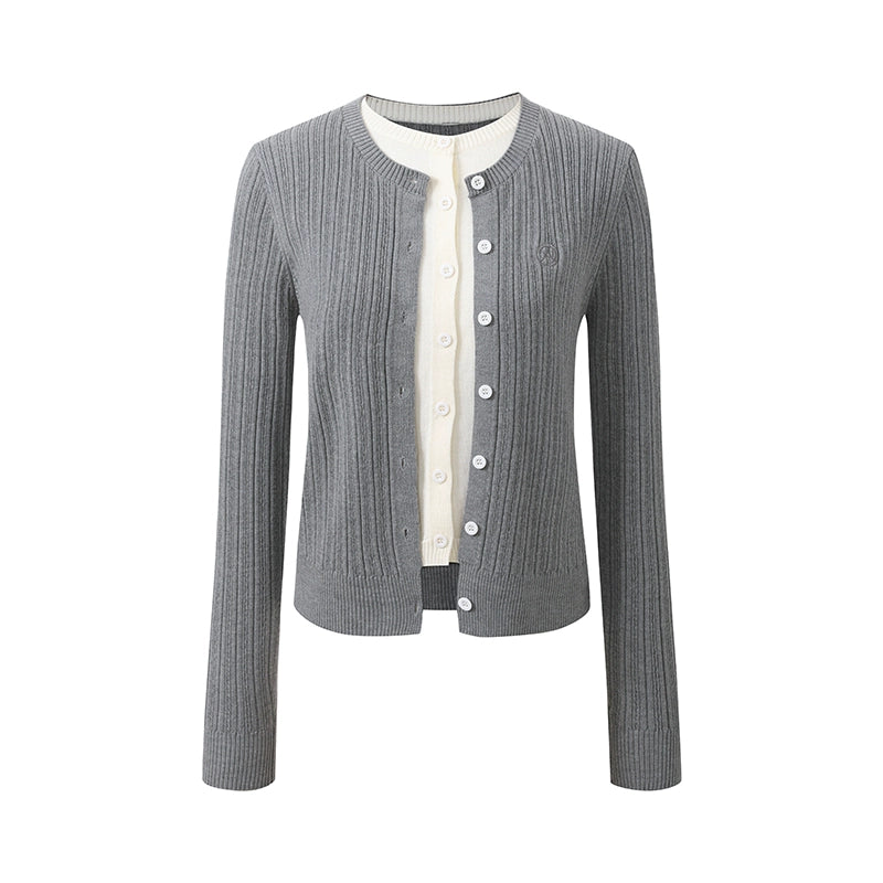 Double-Layer Slim Knit Cardigan