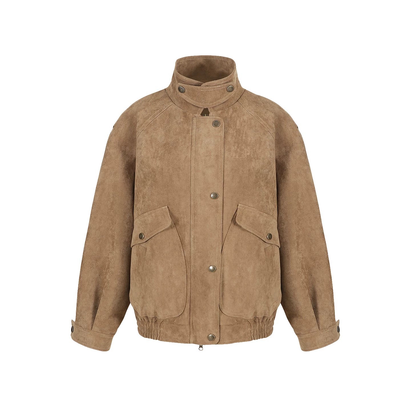 Soft Mist Khaki Suede Leather Jacket