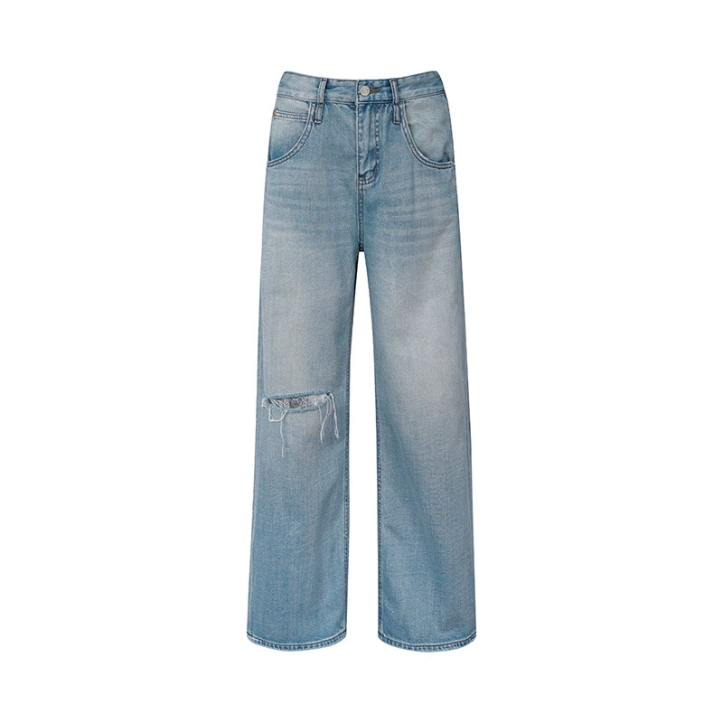 High-Waist Denim Trousers
