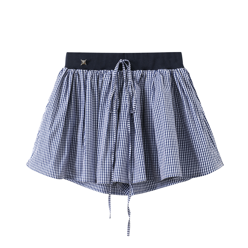 Retro Preppy Navy Check Skirt
