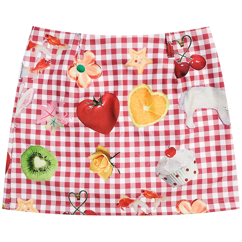 Summer Fruit High-Waisted Skirt
