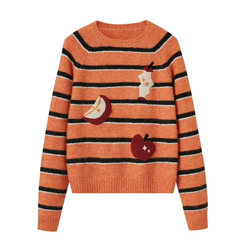 Apple Striped Crew Neck Top