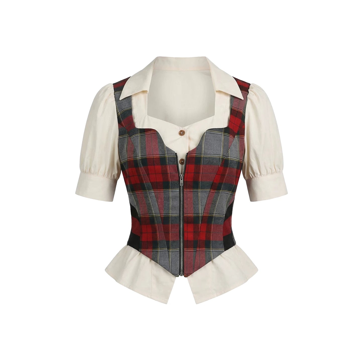 Plaid Two-Piece Shirt Top
