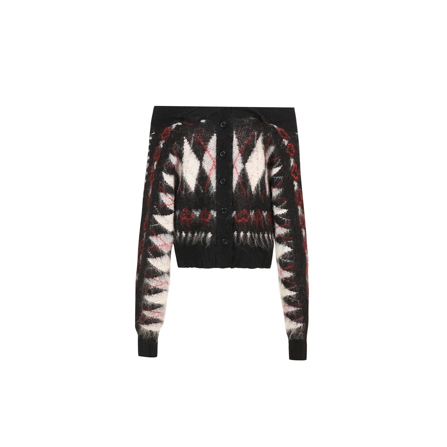 Mohair Argyle Knit Sweater