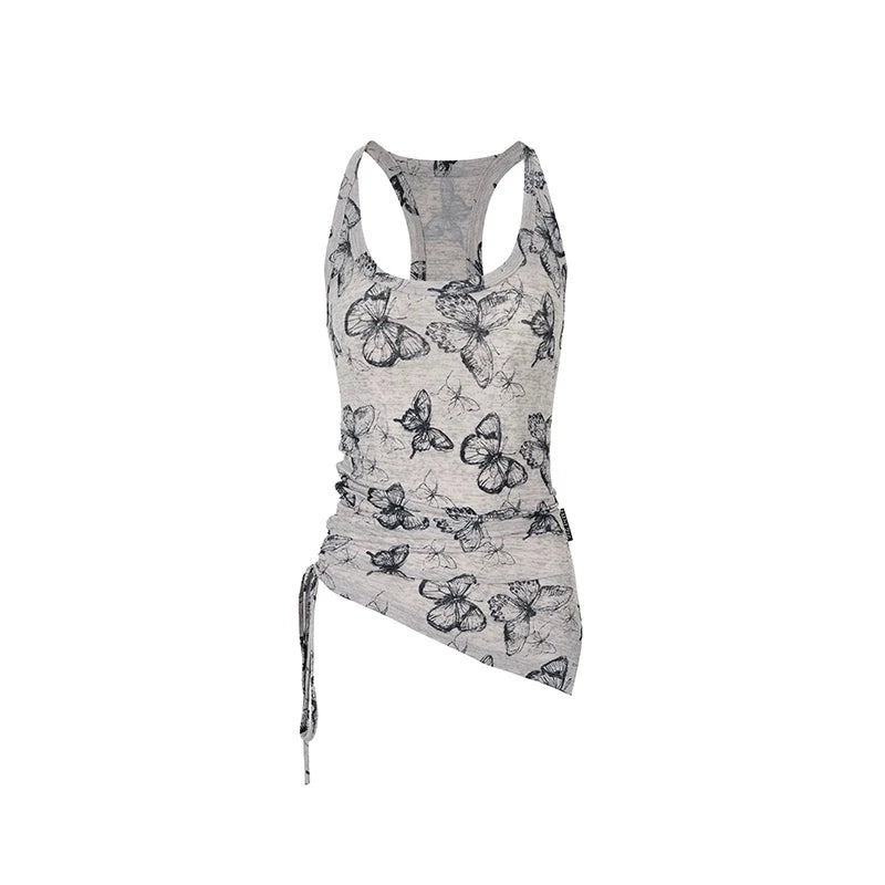 Butterfly Print Irregular Camisole Top