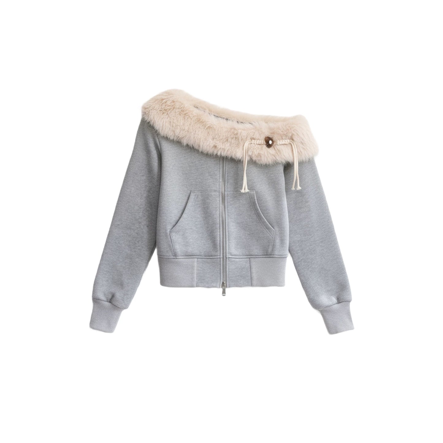 Mist Gray Off-Shoulder Jacket