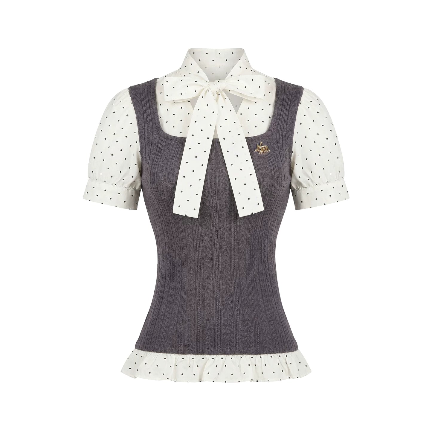 Color-Blocking Ruffled Blouse