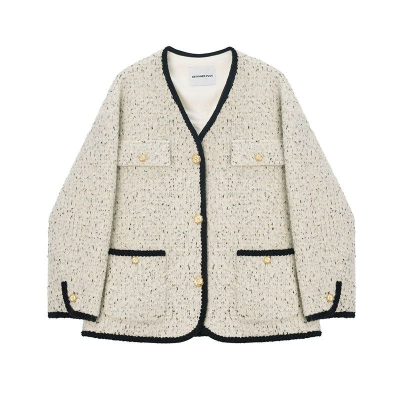 Wool tweed thickened jacket