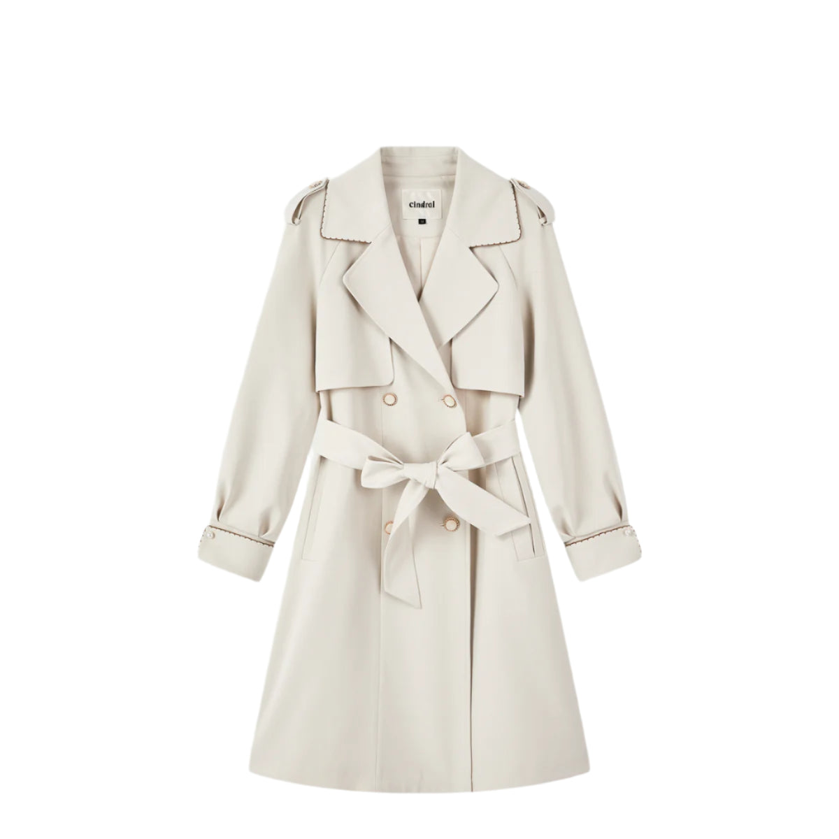 Beige Double-Breasted Trench Coat