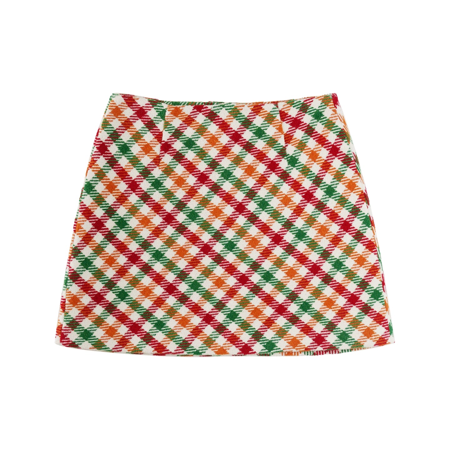 Rainbow Plaid Woolen Skirt