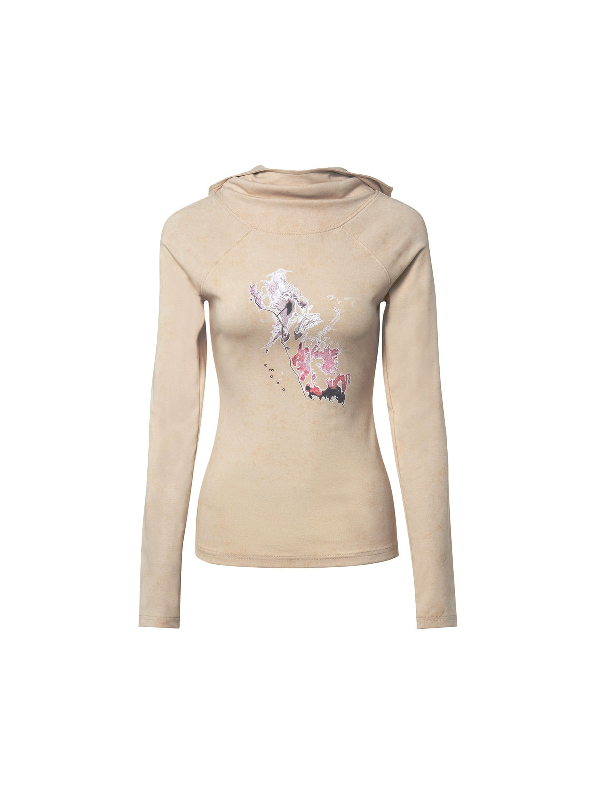 라글란 슬리브 후드 슬림 스웨트 셔츠