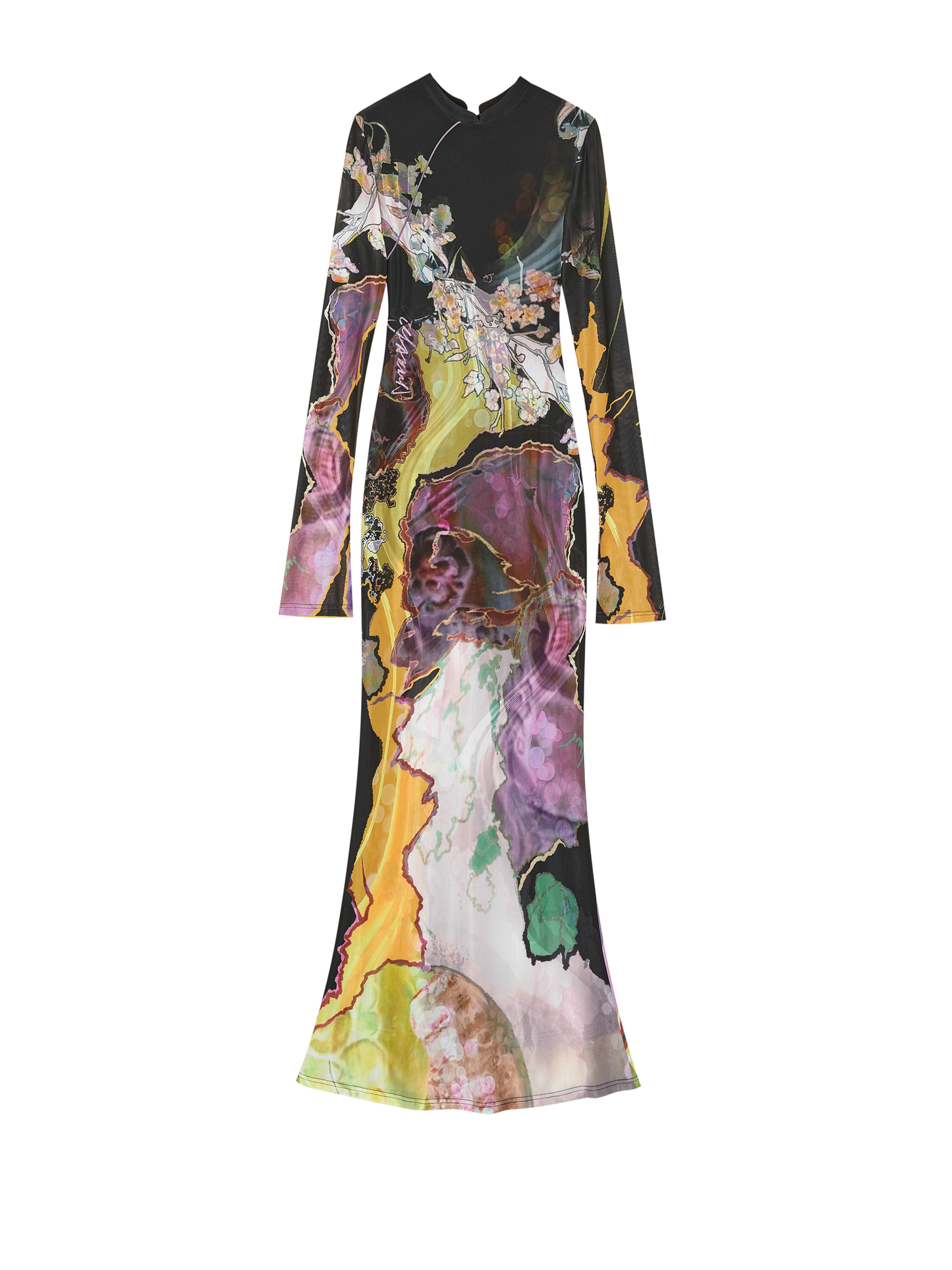 Contrast Color Cheongsam Dress