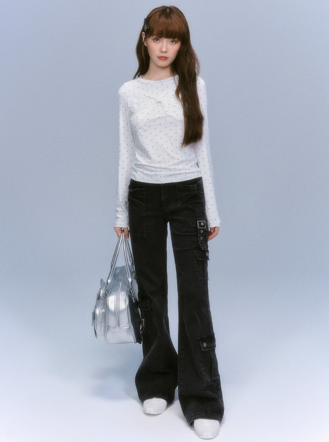 한국 스타일 다용도 폴카 티셔츠