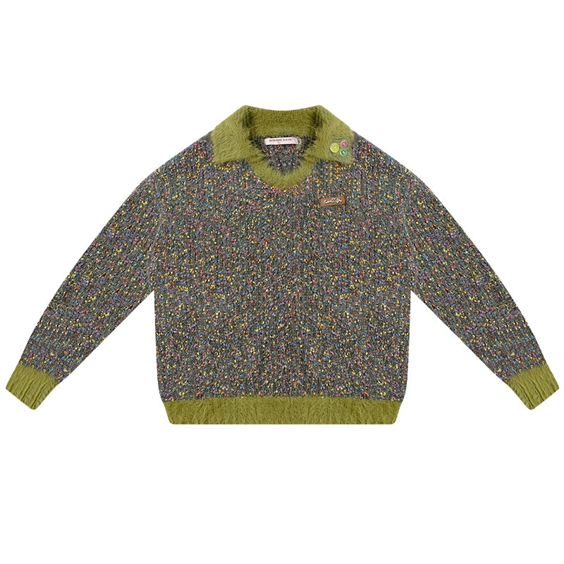 따뜻한 레트로 폴로 V넥 스웨터