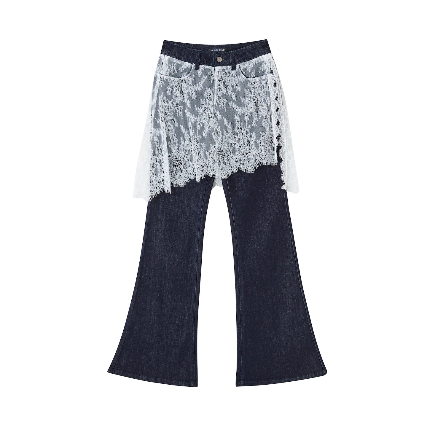 Fake Two Lace Curtain Bootcut Jeans