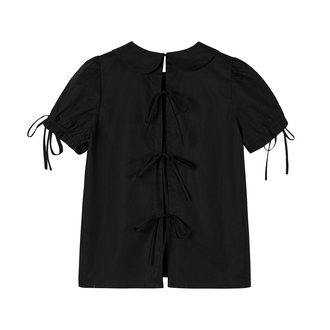 Cotton Lace-up Short Sleeve Shirt