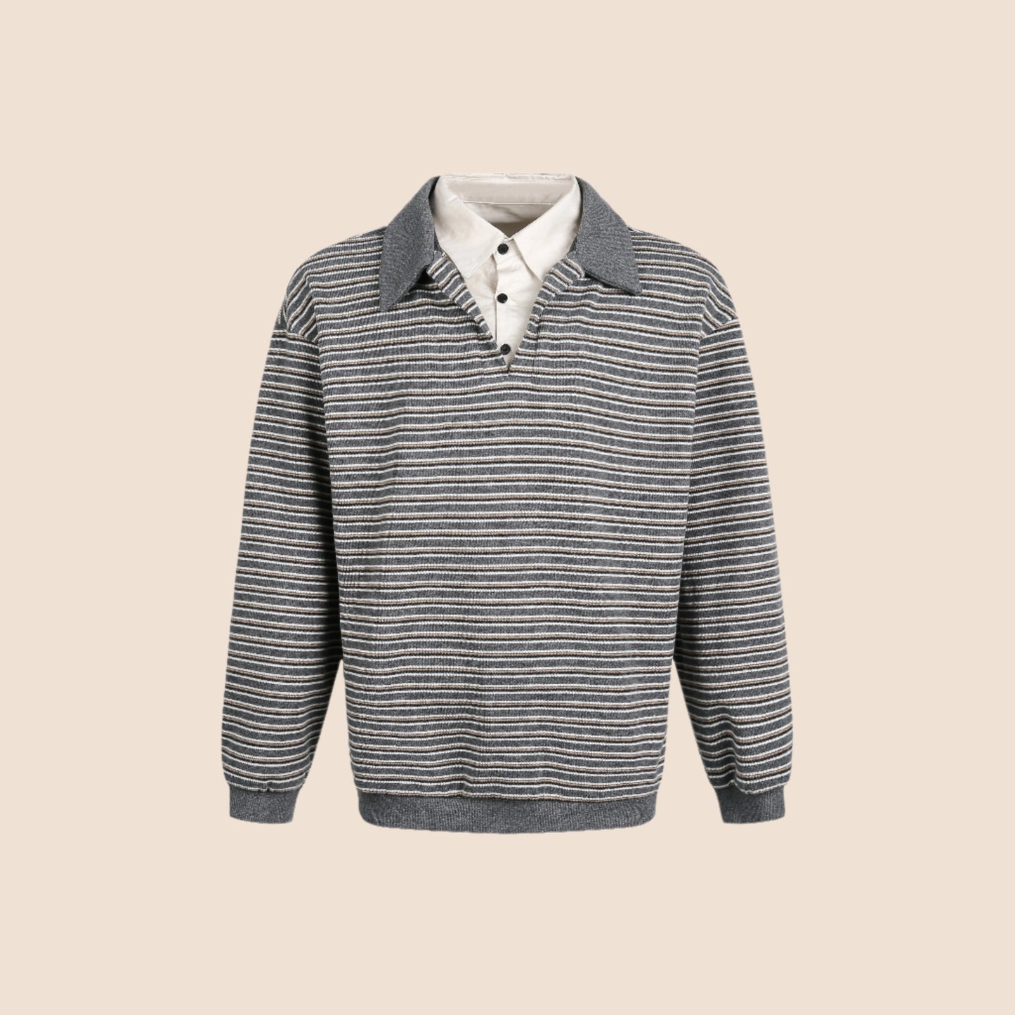 Striped Roll-neck Polo Shirt Top