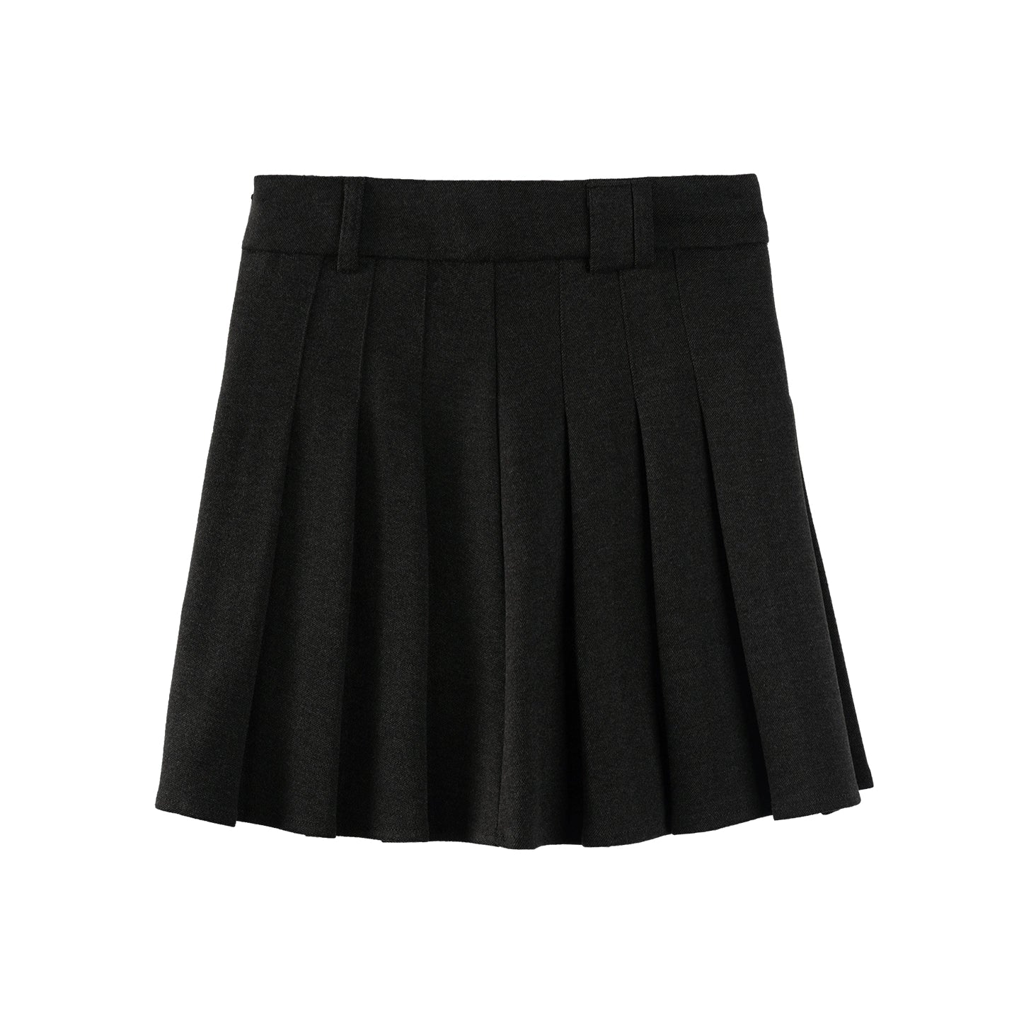 Gray Woolen Pleated Skirt
