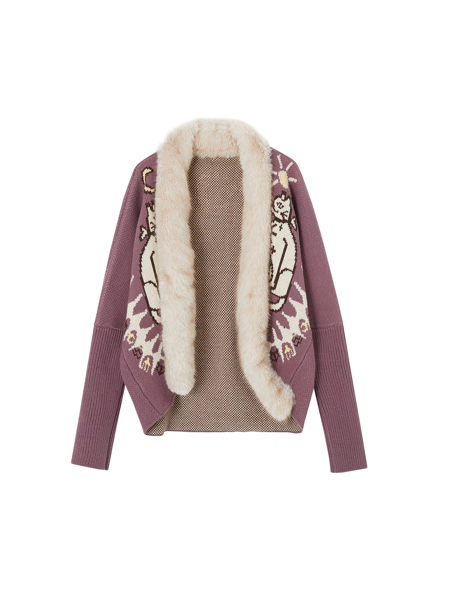 Faux Fox Fur Knit Cardigan