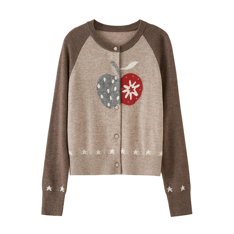 Apple Wool Blend Slim Fit Knitted Cardigan