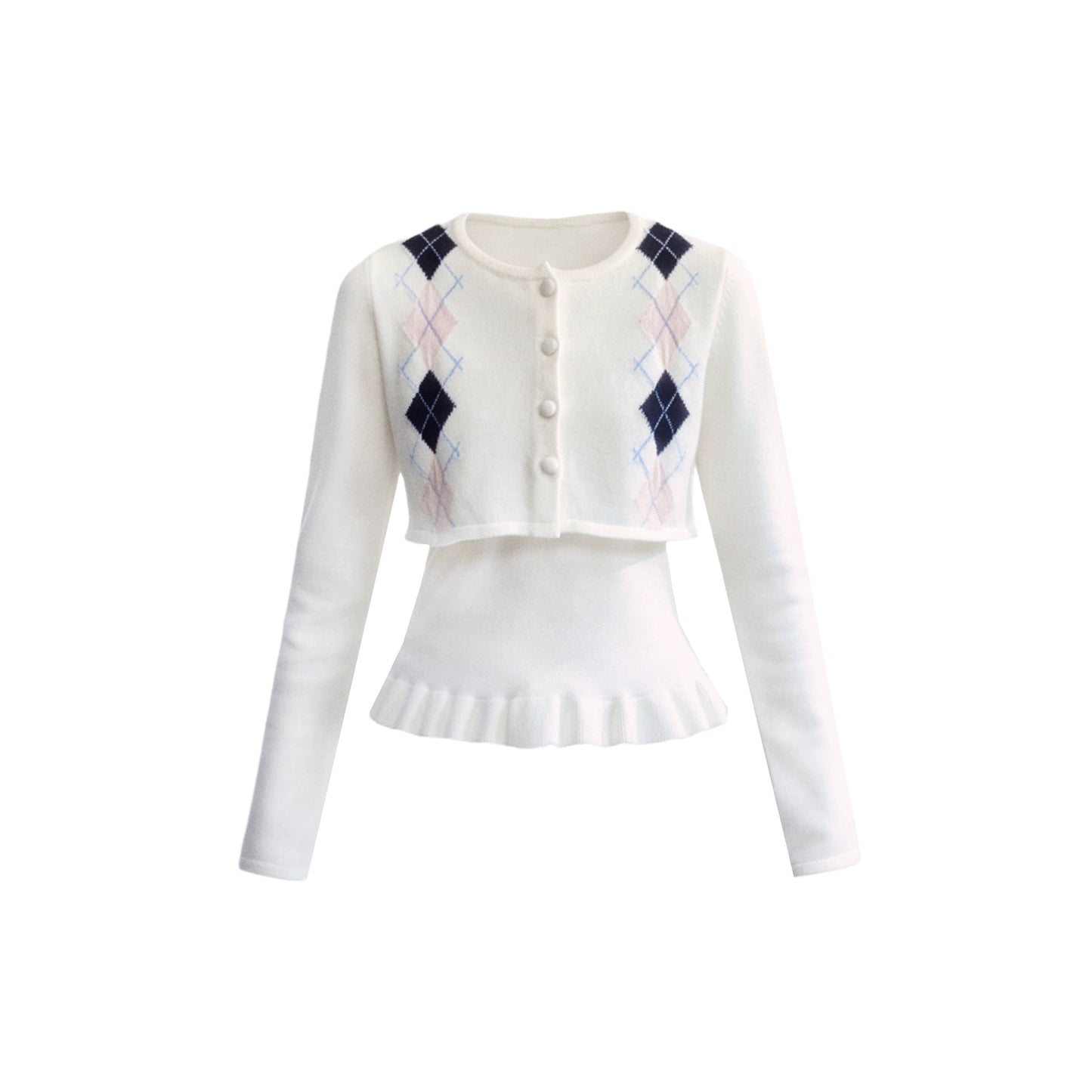 Geometric Quilted Cardigan Set