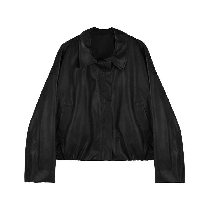 Eco Leather Brown Drop Shoulder Jacket