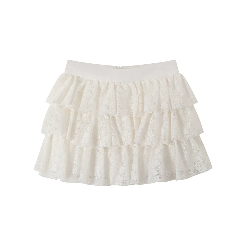 Multi-Layered Lace Ruffled Cake Skirt