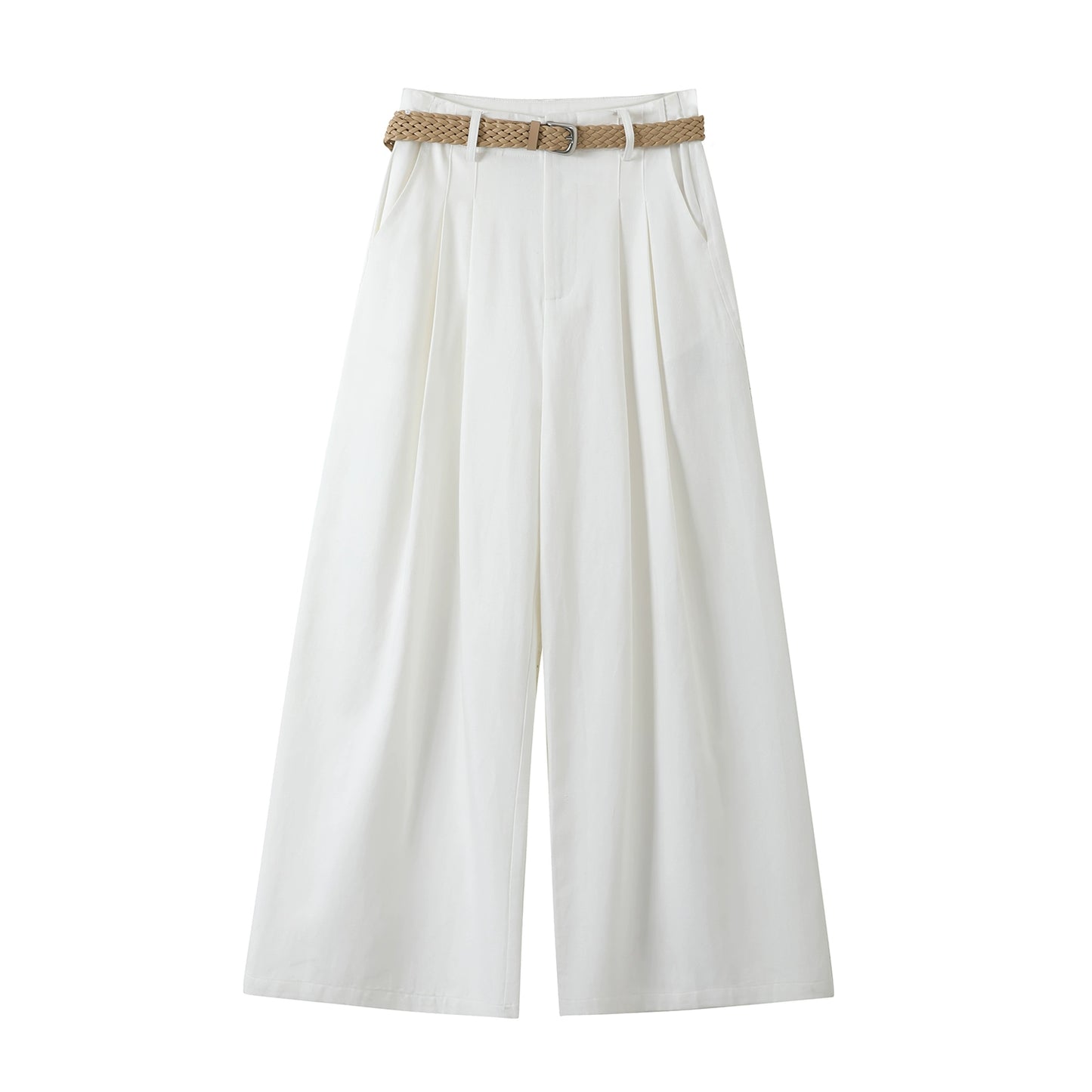 White Tencel Wide-Leg Trousers
