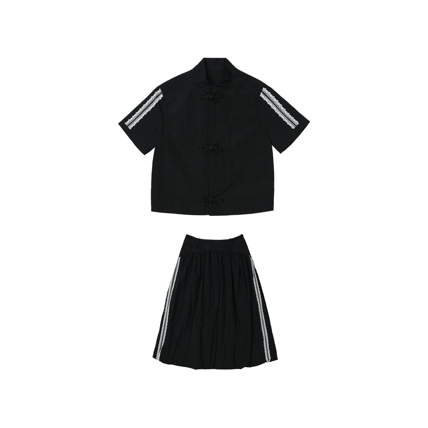Chinese Buckle T-Shirt and Skirt Set-Up