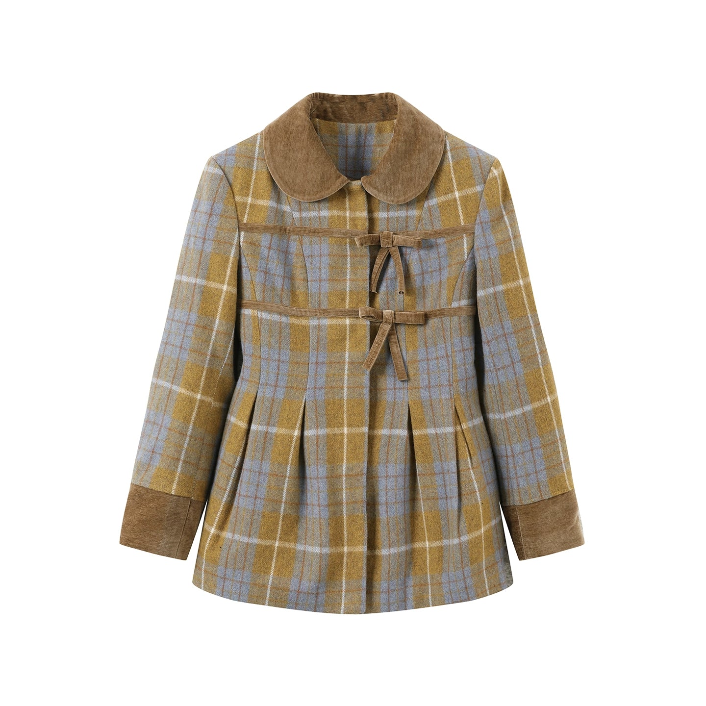 Plaid Patchwork Woolen Coat