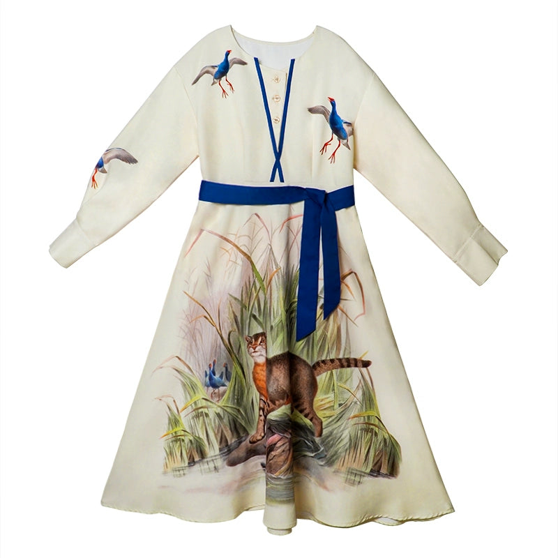 Japanese Vintage Tiger Long Sleeved Dress