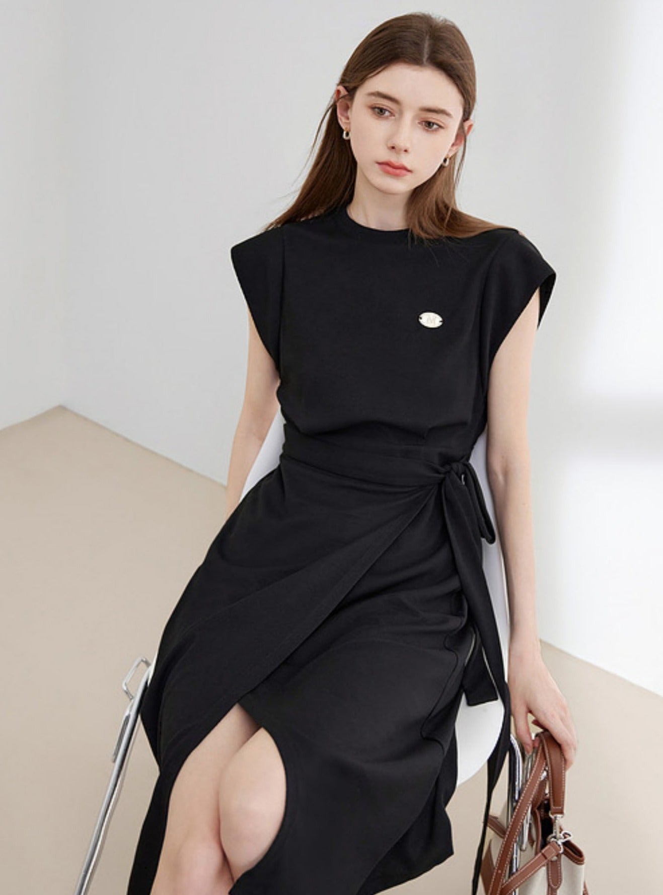 Irregular Waist Sleeveless Dress