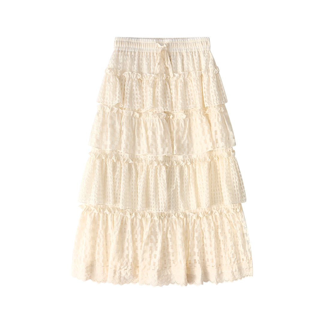 Lace A-Line Layered Skirt